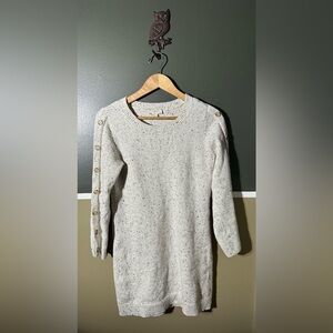 LOFT Speckled Cream Sweater with Button Accents